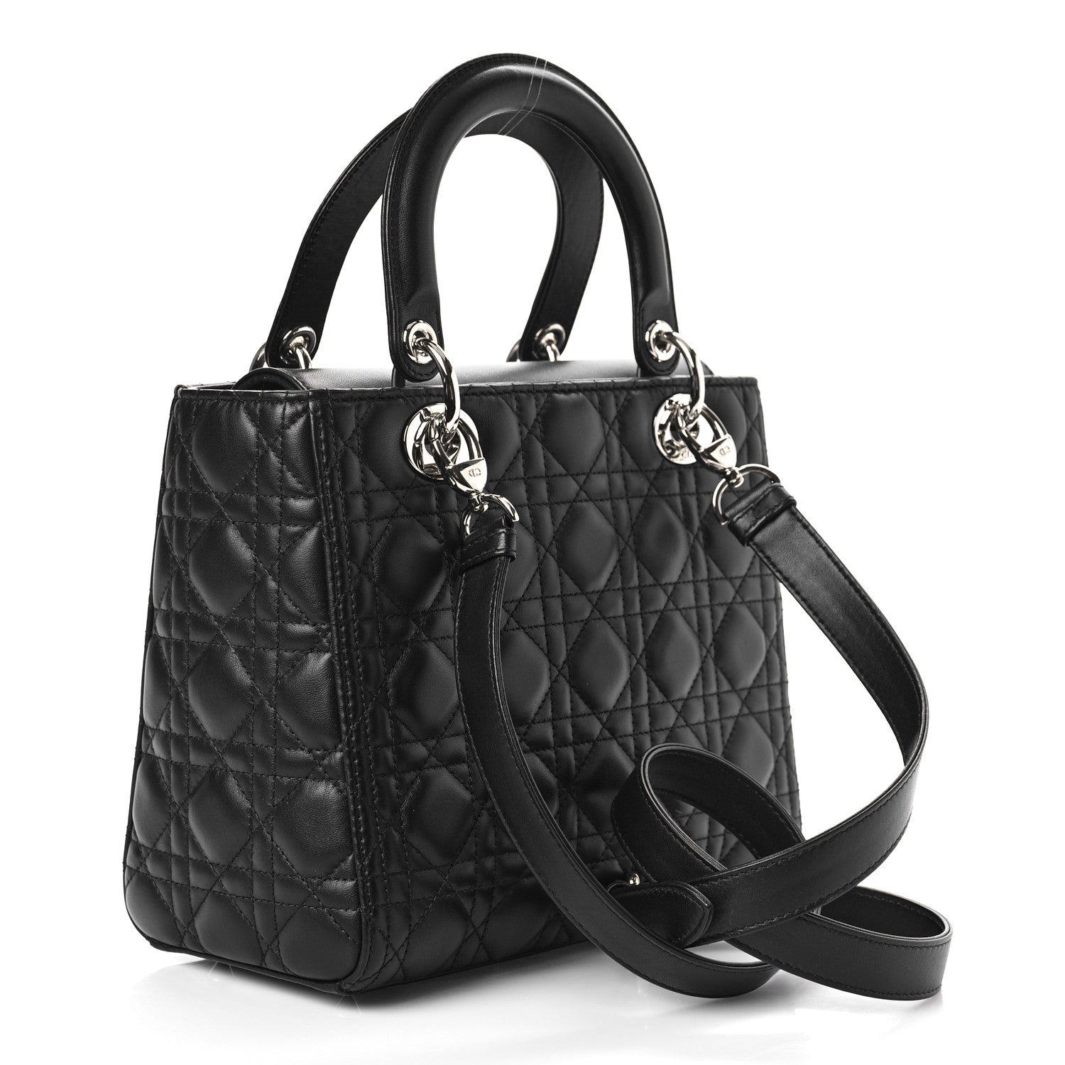 Christian Dior Lambskin Cannage Medium Lady Dior Black 3 of 9