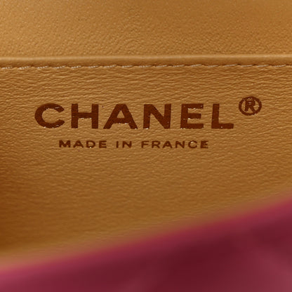 Chanel Lambskin Quilted Mini Rectangular Flap Pink Yellow 6 of 10
