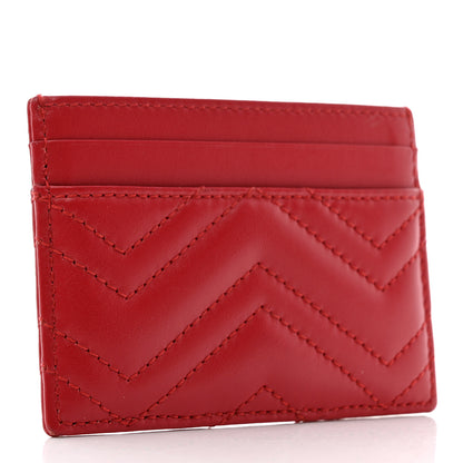 Gucci Calfskin Matelasse GG Marmont Card Holder Hibiscus Red 3 of 6
