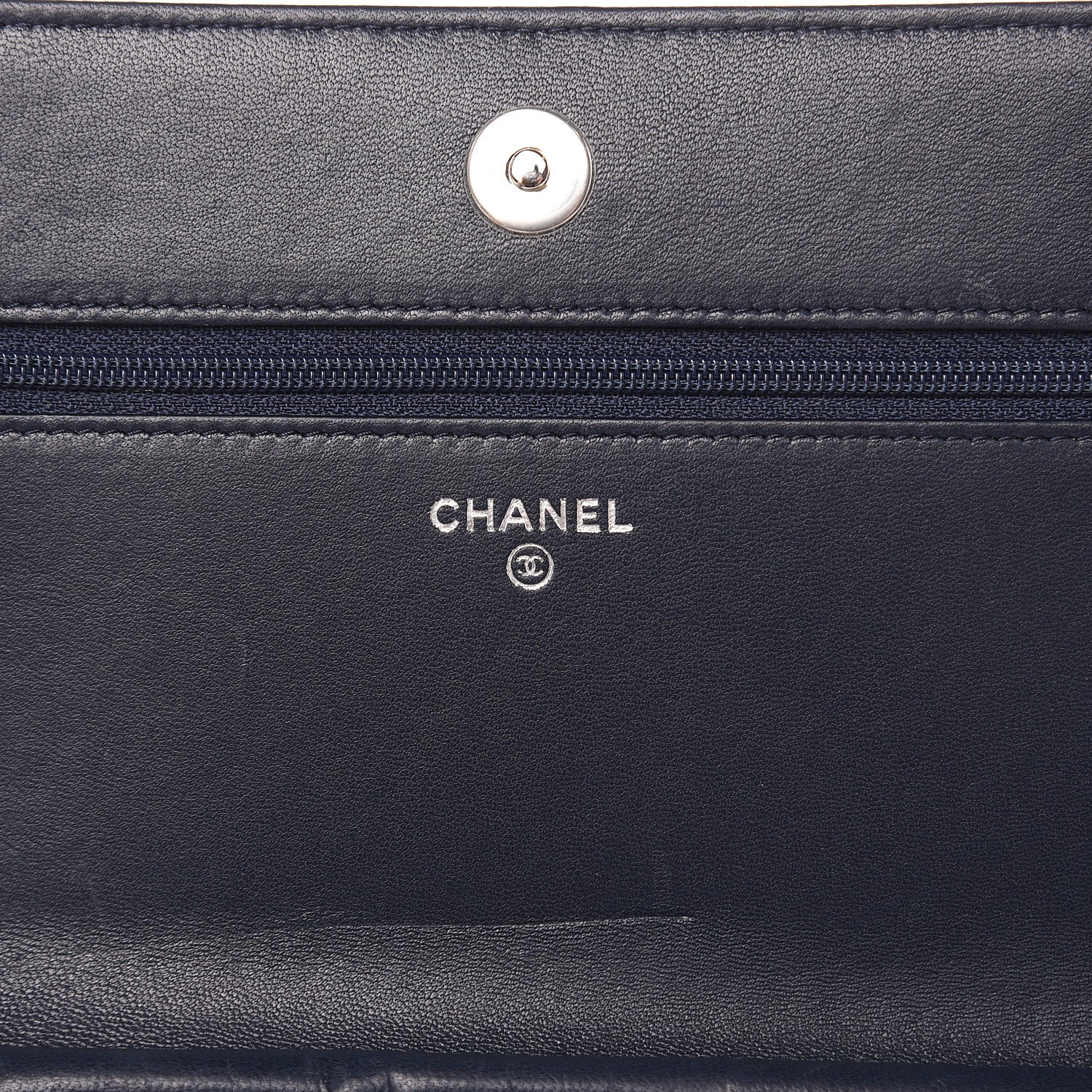 Chanel Lambskin Double Quilted Stitch Wallet On Chain WOC Navy Blue 6 of 14