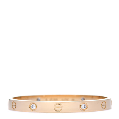Cartier 18K Yellow Gold 4 Diamond LOVE Bracelet 16 1 of 8