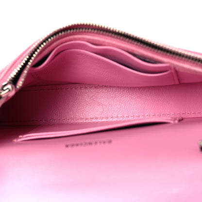 Balenciaga Denim XS Hourglass Wallet On Chain Pink 5 of 9