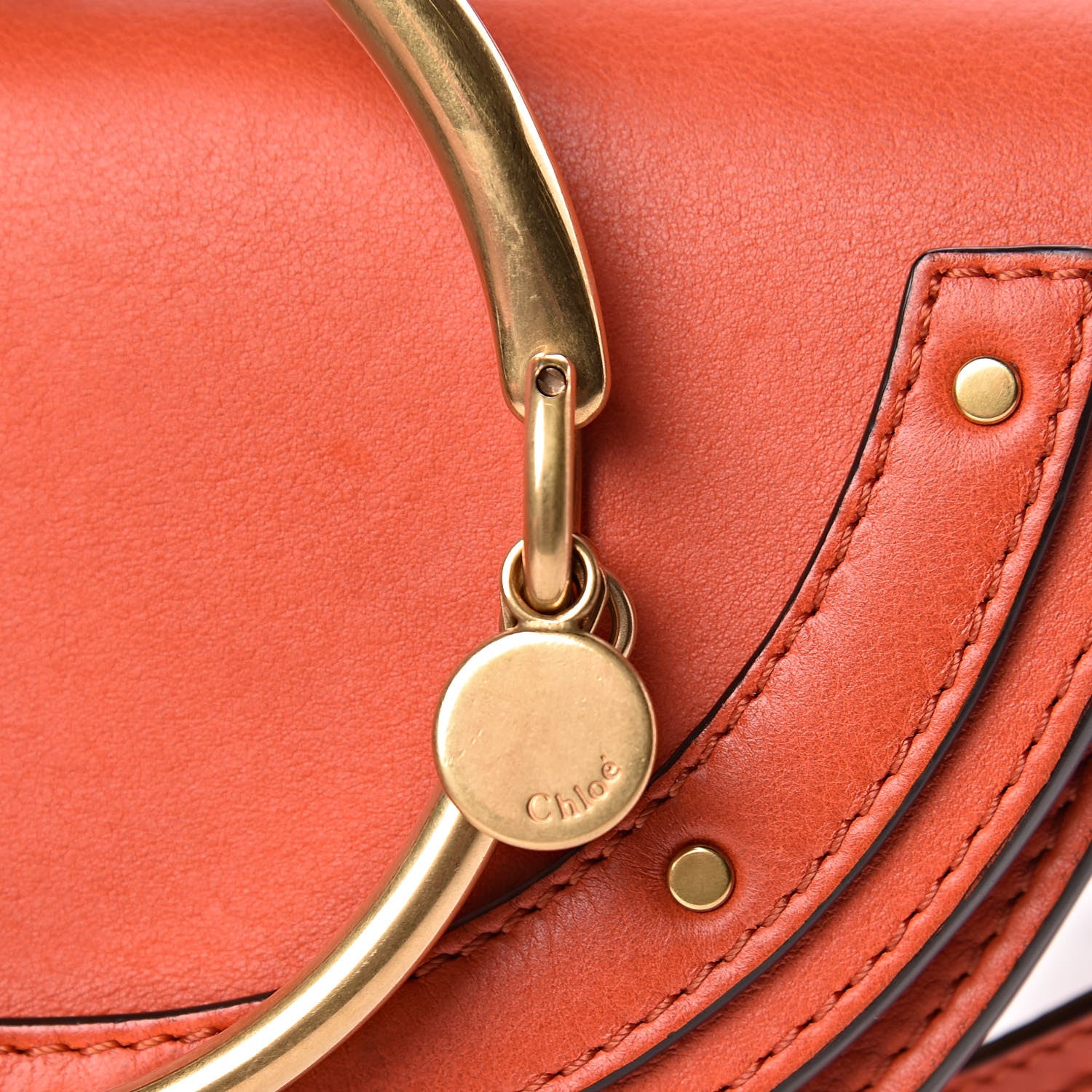 Chloe Calfskin Small Nile Bracelet Minaudiere Bag Sepia Red 8 of 10