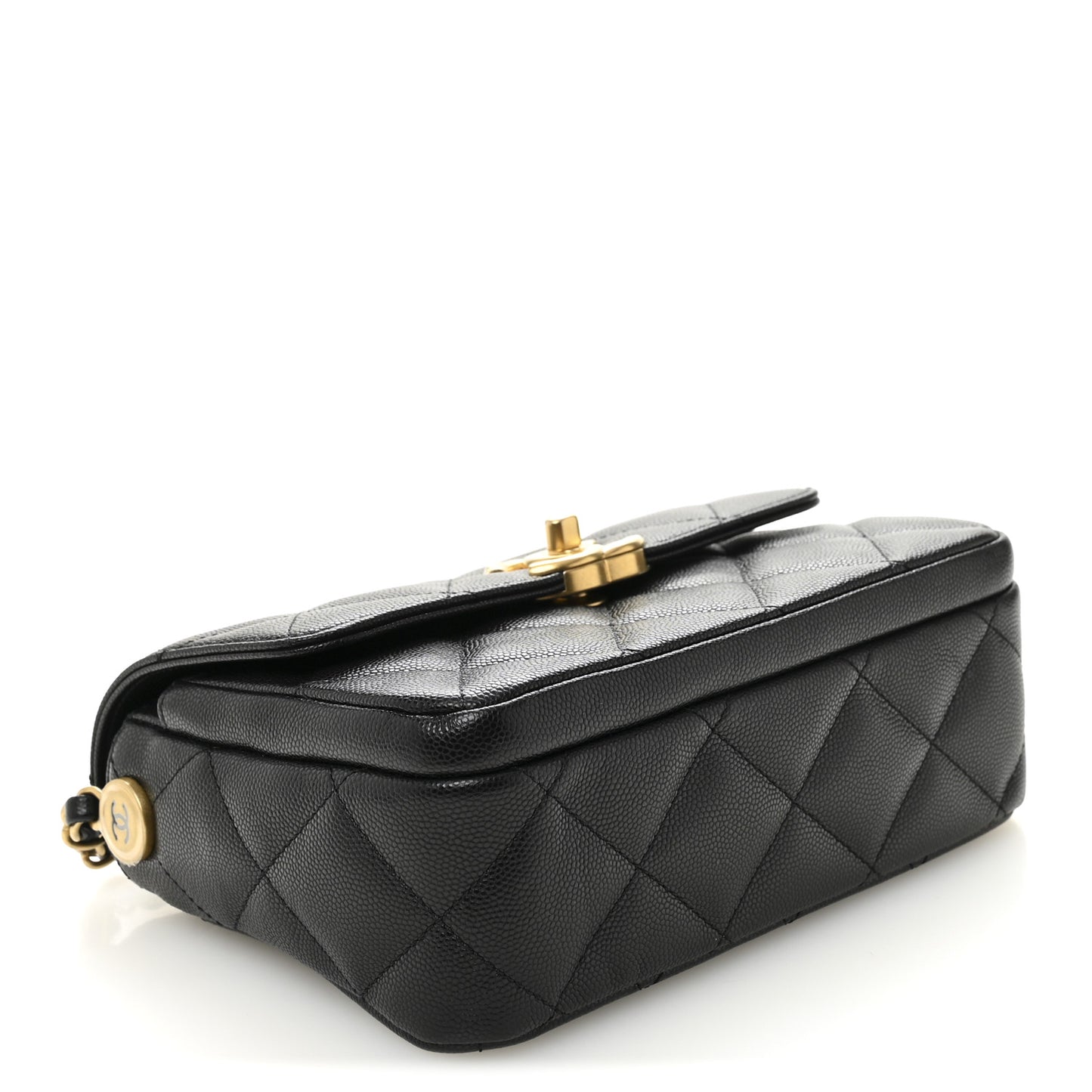 Shiny Caviar Quilted Mini Flap Black