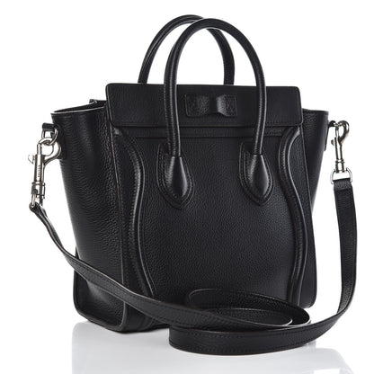 Celine Drummed Calfskin Nano Luggage Black 3 of 9