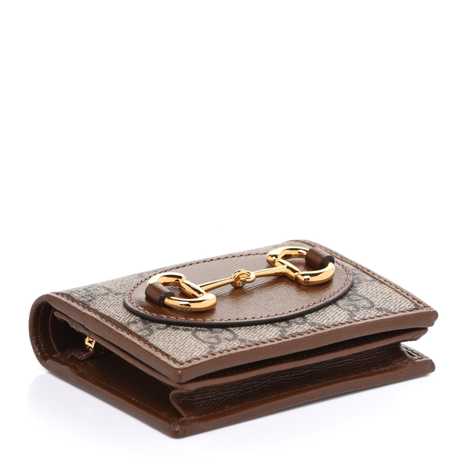 Gucci GG Supreme Monogram Horsebit 1955 Card Case Wallet Beige Ebony Brown Sugar 4 of 8