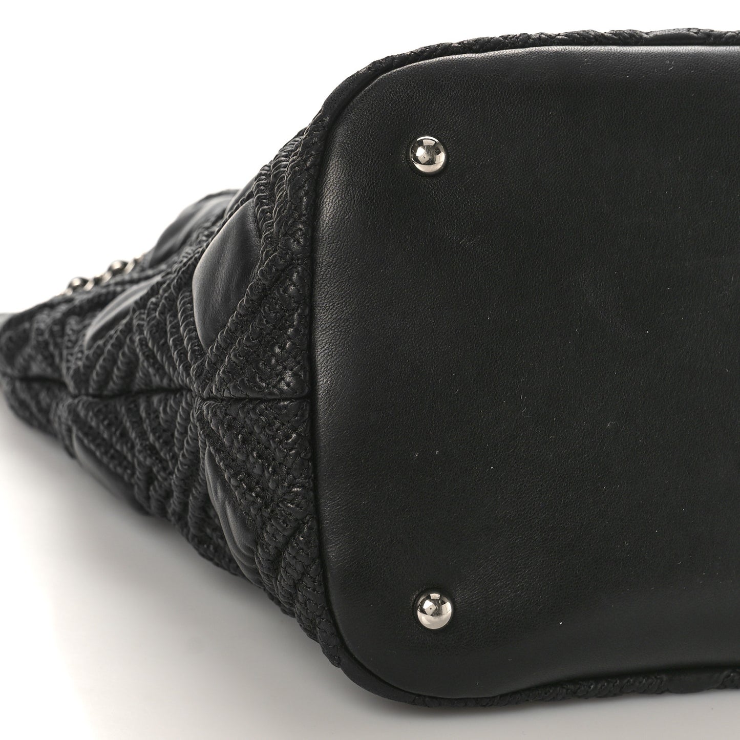 Lambskin Quilted Astrakan Drawstring Shoulder Bag Black
