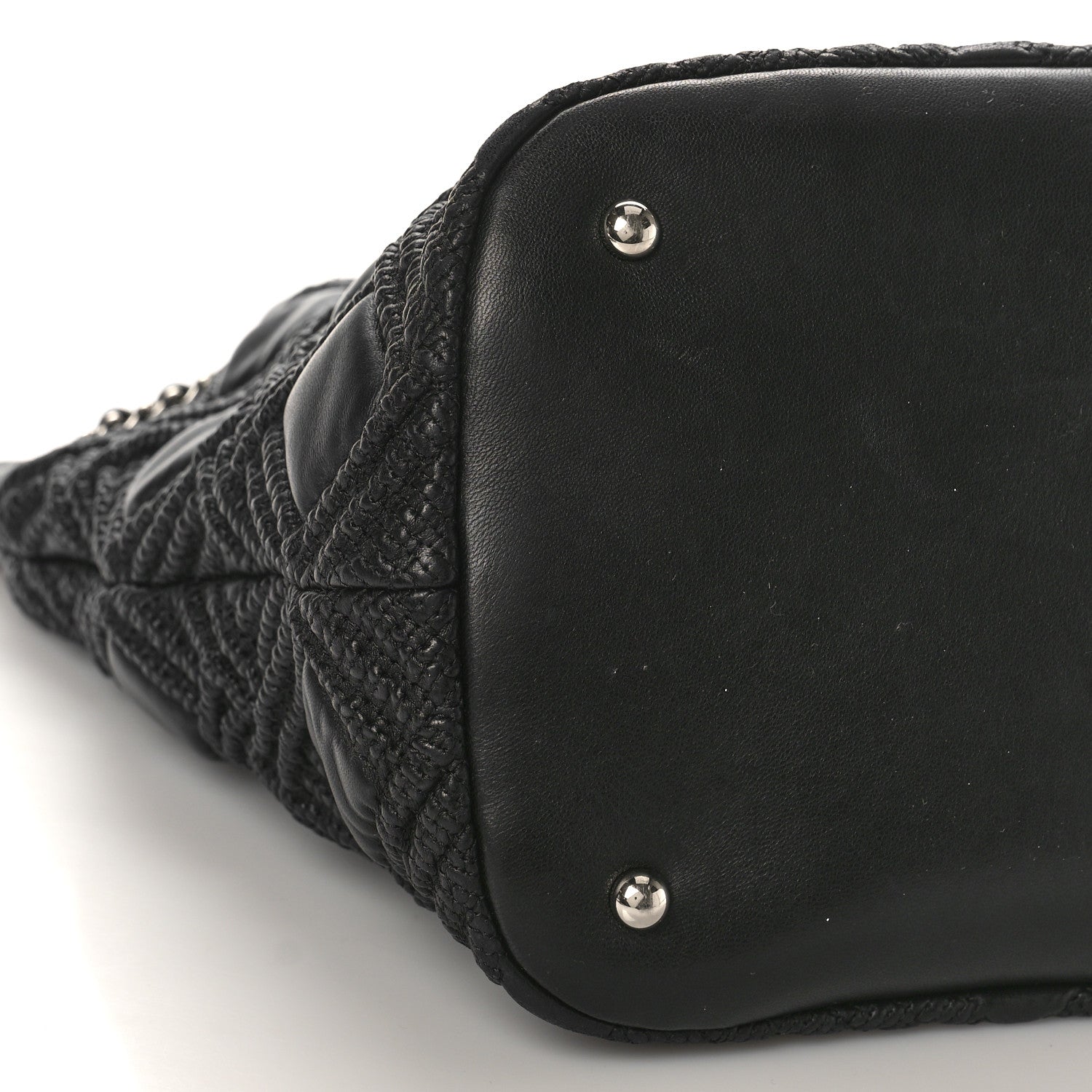 Chanel Lambskin Quilted Astrakan Drawstring Shoulder Bag Black 7 of 9
