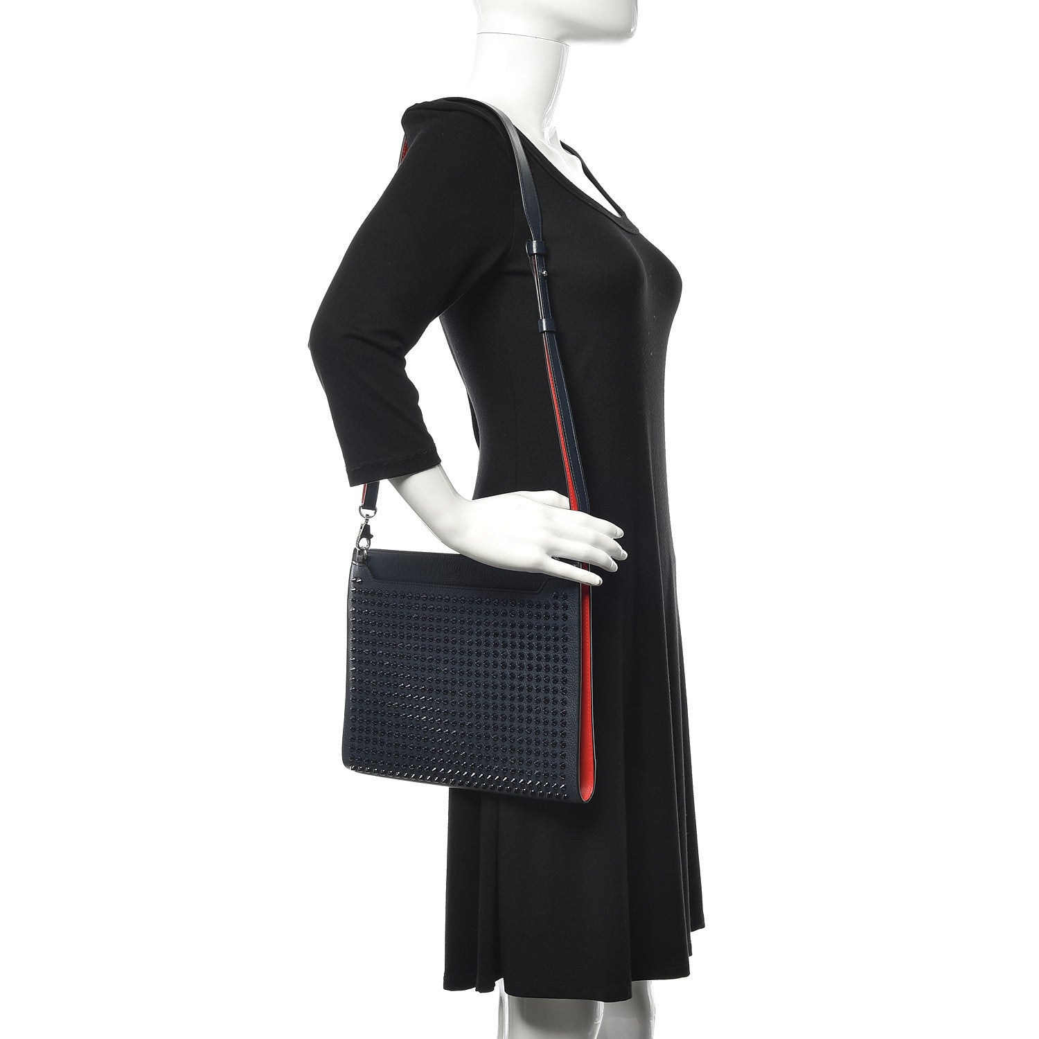 Christian Louboutin Calfskin Studded Skypouch Crossbody Clutch Marine 2 of 10