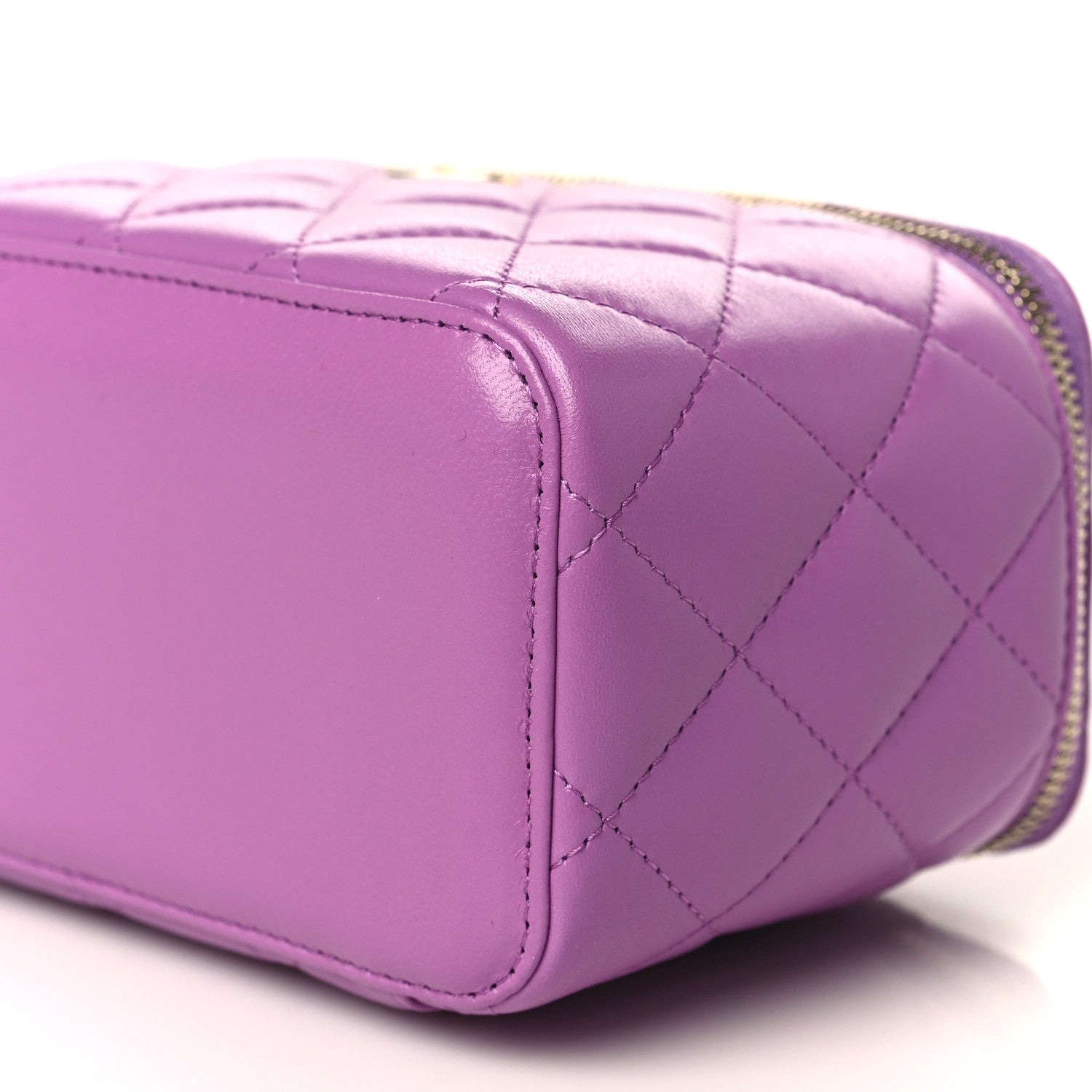 Chanel Lambskin Quilted Pearl Crush Small Vanity Case With Chain Purple 9 of 9