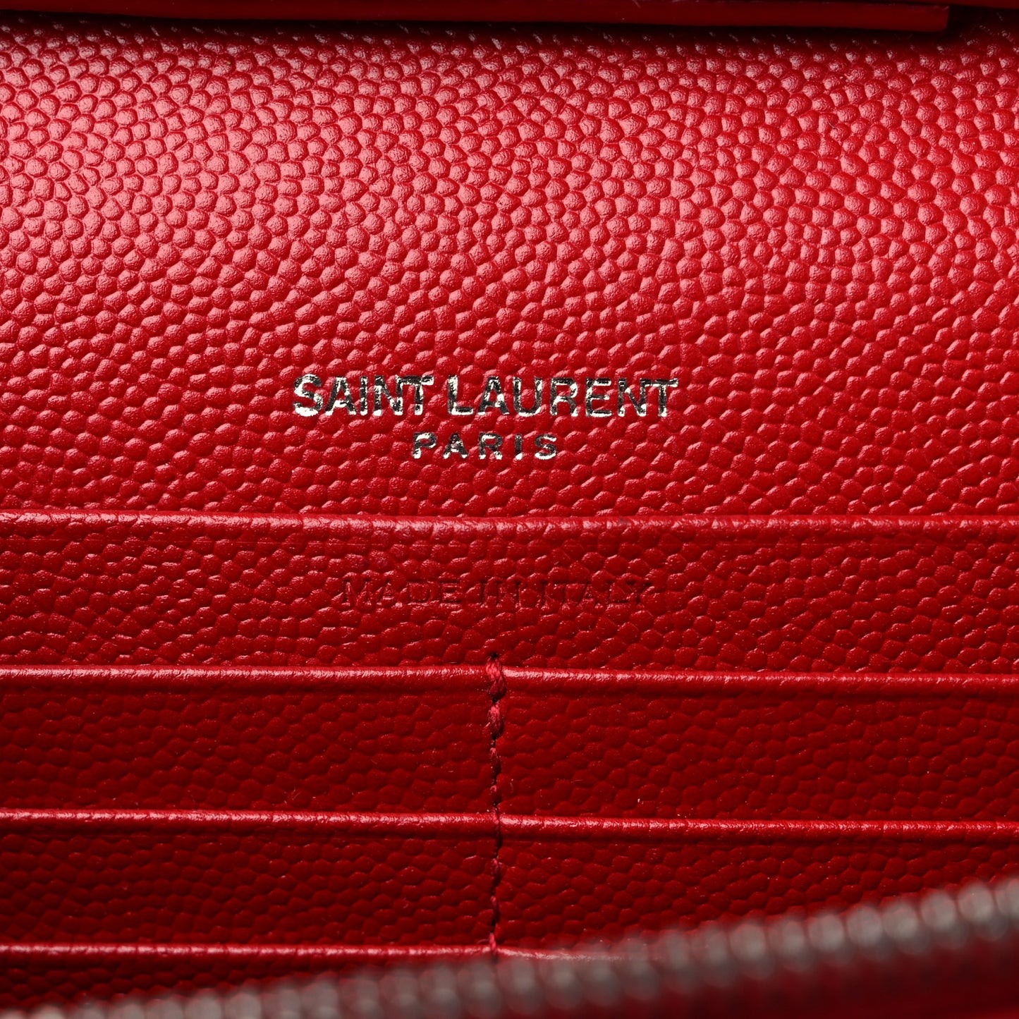 Grain De Poudre Matelasse Chevron Monogram Chain Wallet Red