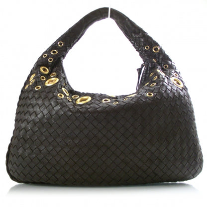 Bottega Veneta Leather Woven Rivet Veneta Medium Hobo Ebano 1 of 8