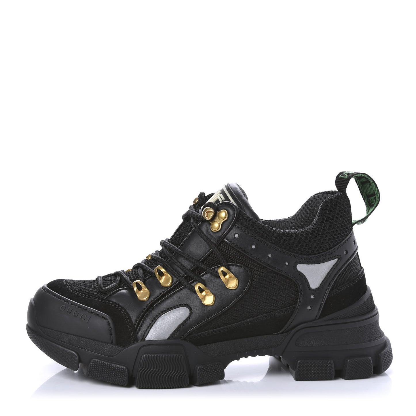 X SEGA Mesh Suede Calfskin Womens Flashtrek Sneakers 37 Black Silver