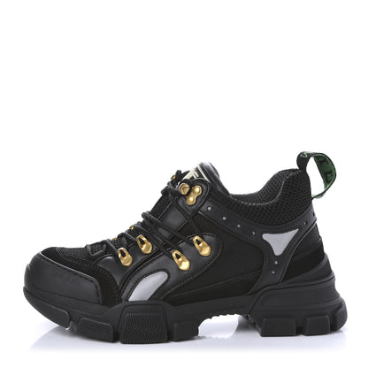Gucci X SEGA Mesh Suede Calfskin Womens Flashtrek Sneakers 37 Black Silver 1 of 9