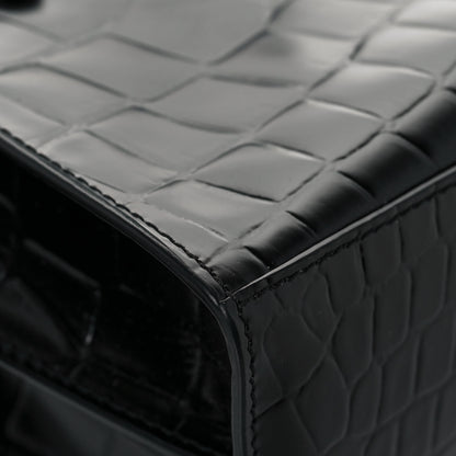 Balenciaga Semi Shiny Calfskin Crocodile Embossed Neo Classic Black Hardware Mini City Black 11 of 13