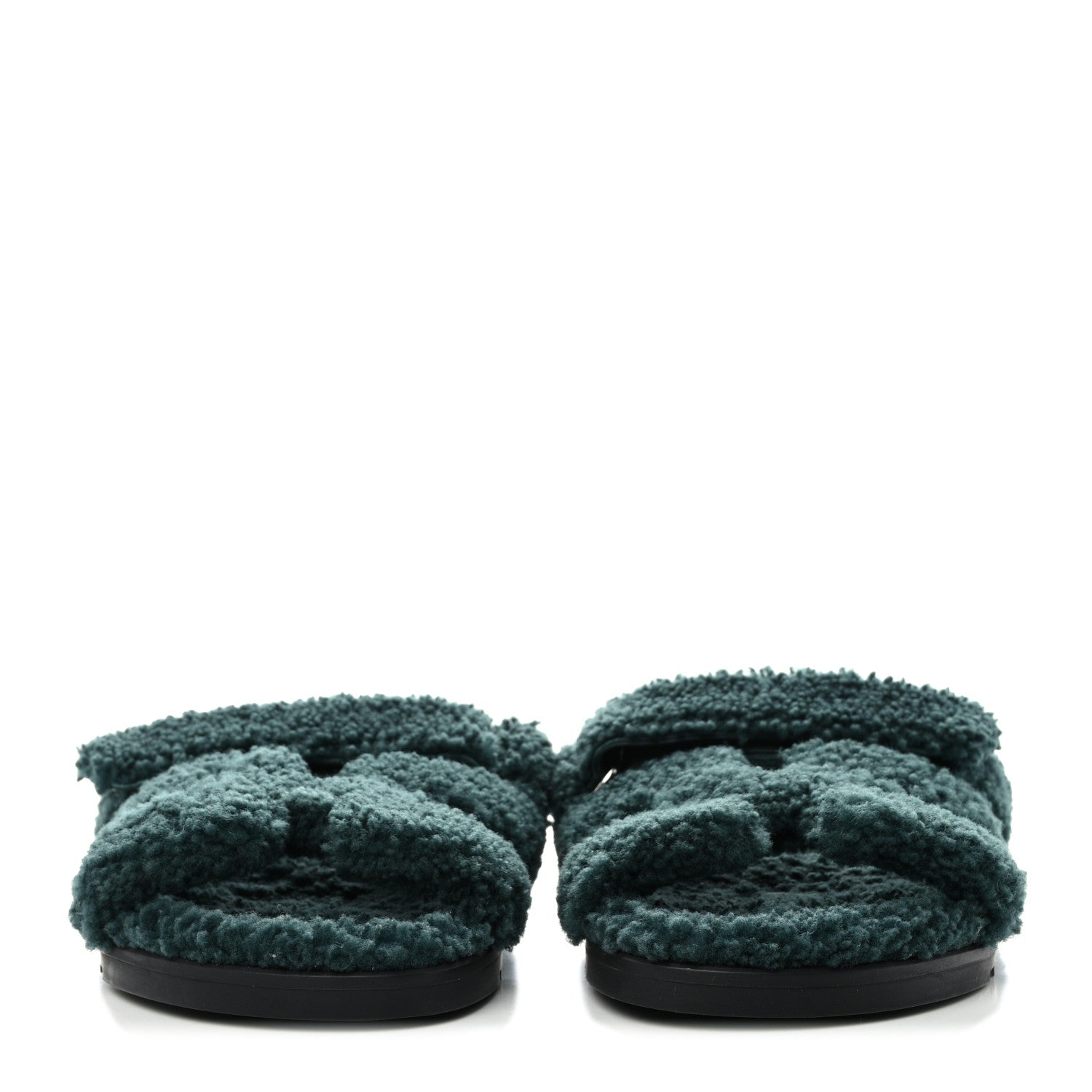 Hermes Woolskin Womens Chypre Sandals 40 Vert Anglais 2 of 8