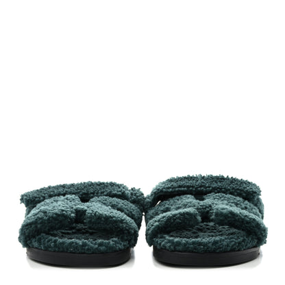 Hermes Woolskin Womens Chypre Sandals 40 Vert Anglais 2 of 8