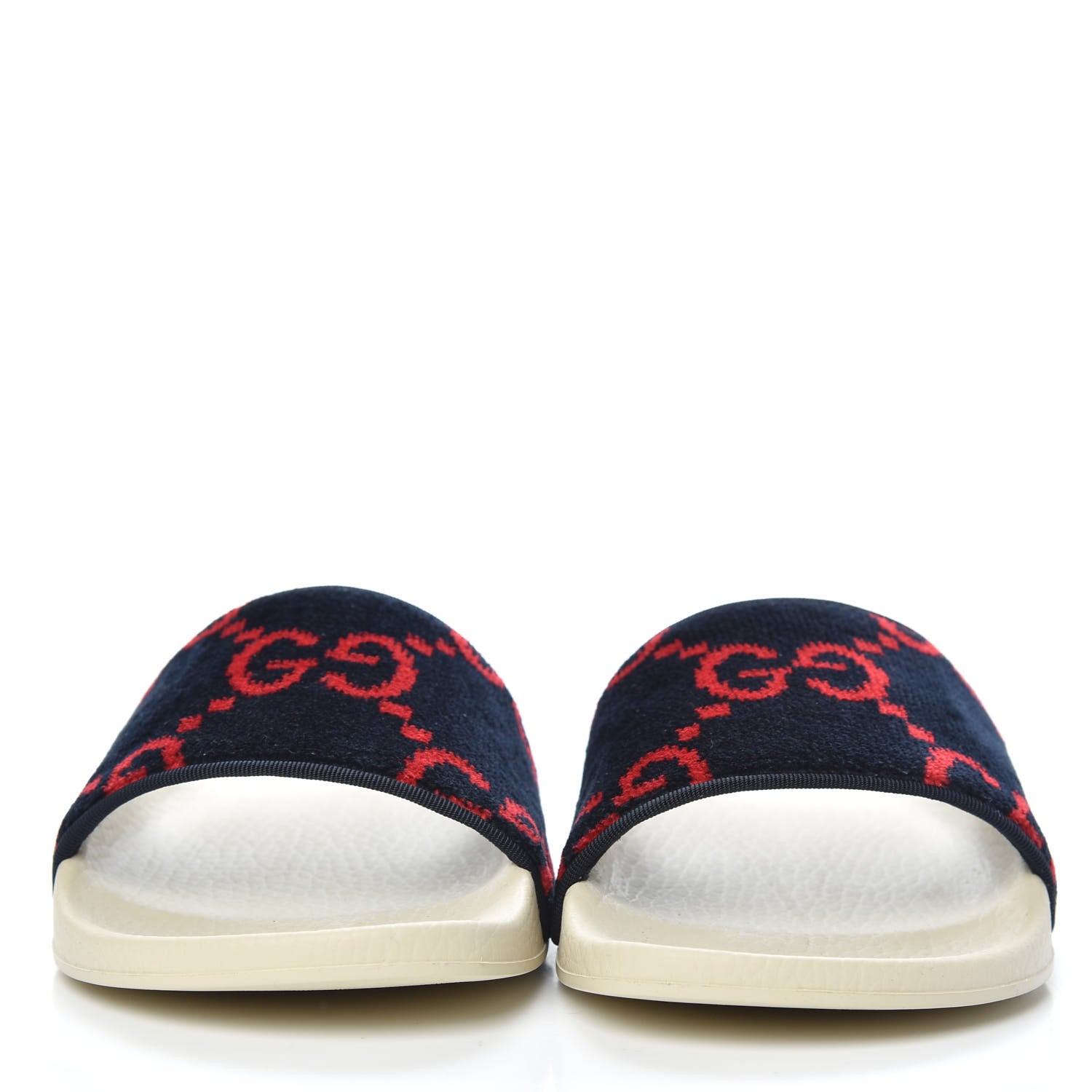 Gucci Terry Cloth GG Monogram Slide Sandals 38 Blue Red 2 of 8