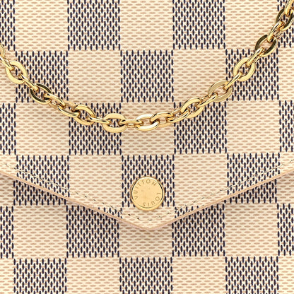 Louis Vuitton Damier Azur Pochette Felicie Chain Wallet Rose Ballerine 9 of 11