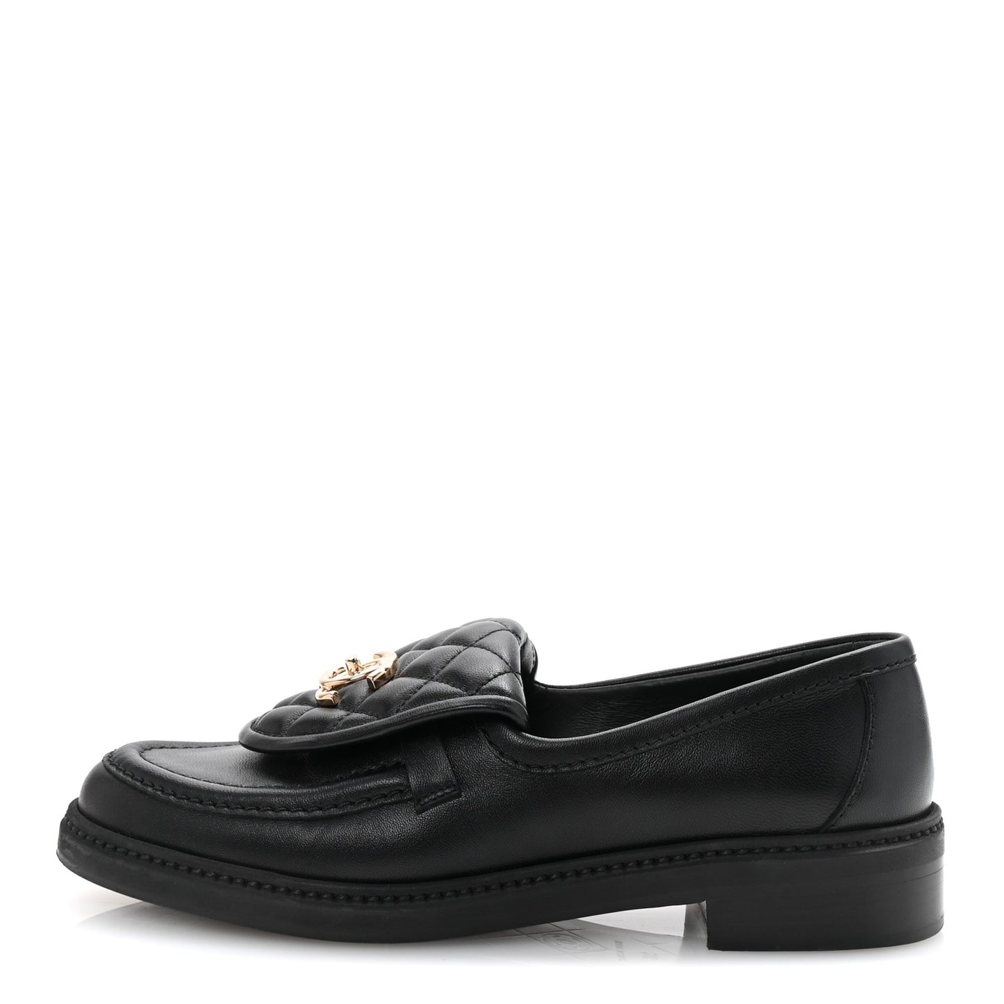 Lambskin Quilted CC Turnlock Loafers 38 Black