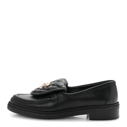 Chanel Lambskin Quilted CC Turnlock Loafers 38 Black 1 of 10