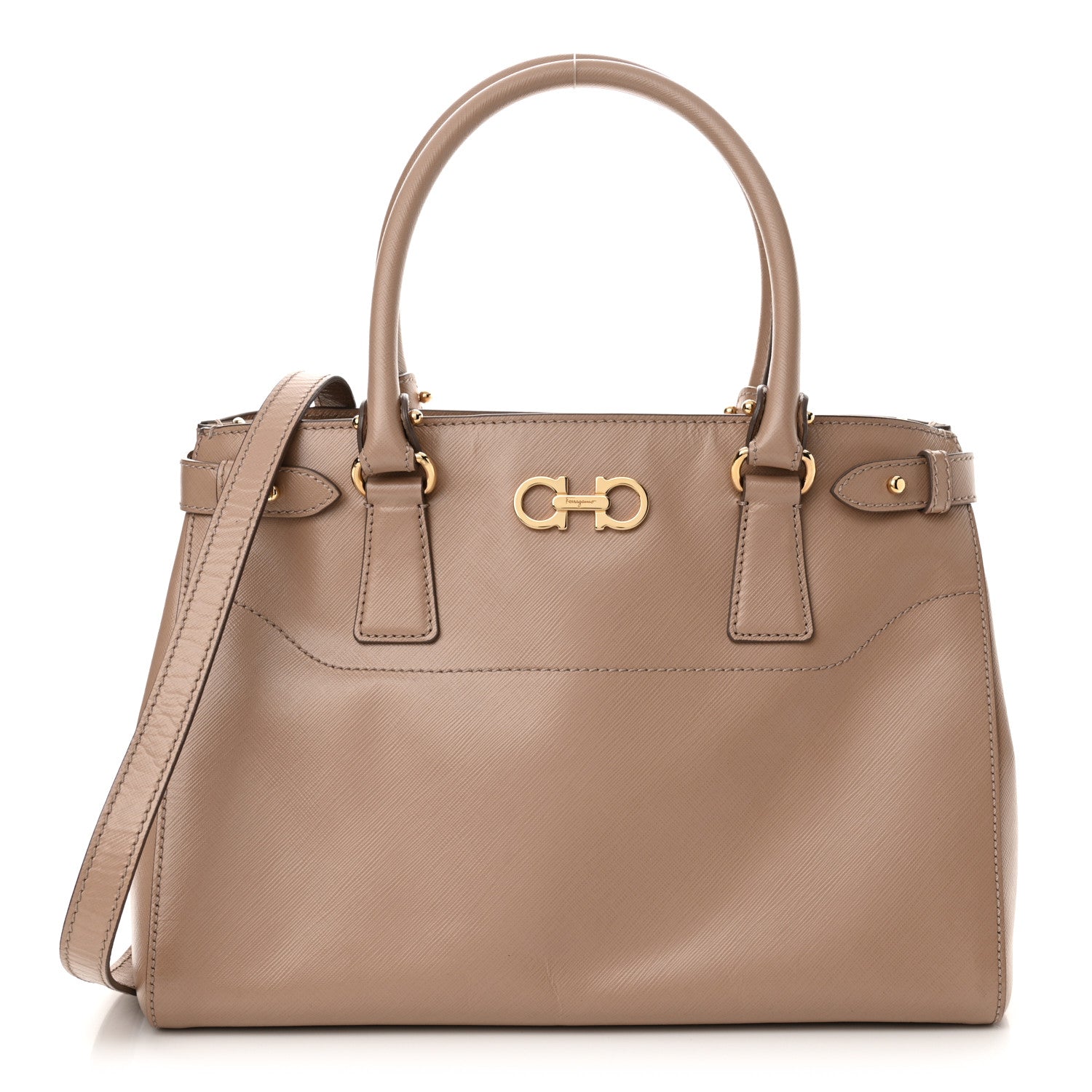 Salvatore Ferragamo Hammered Calfskin Batik Tote Quarzo 1 of 9