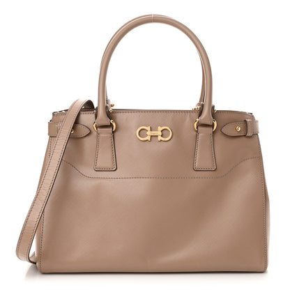 Salvatore Ferragamo Hammered Calfskin Batik Tote Quarzo 1 of 9