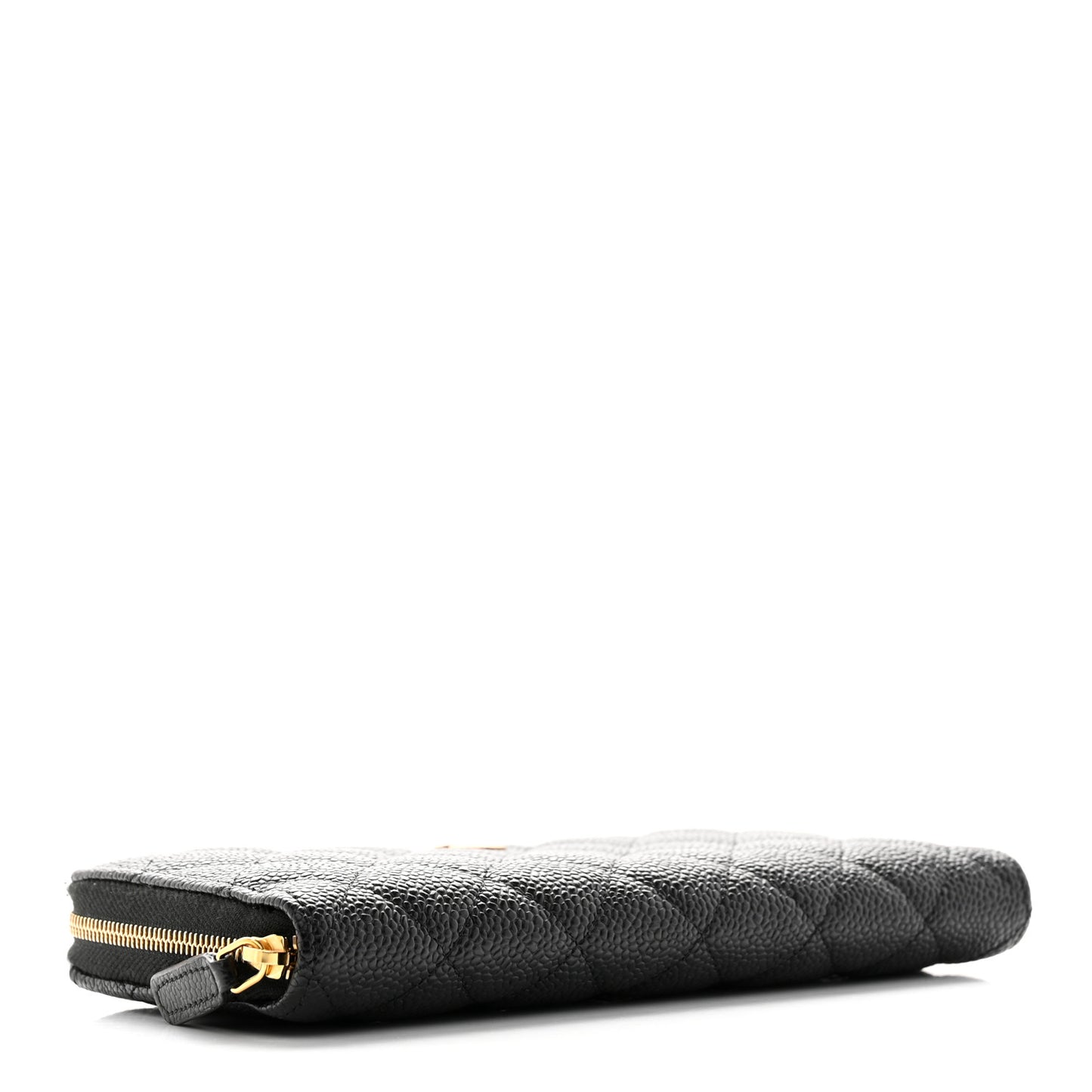 Caviar Quilted Large Gusset Zip Around Wallet Black
