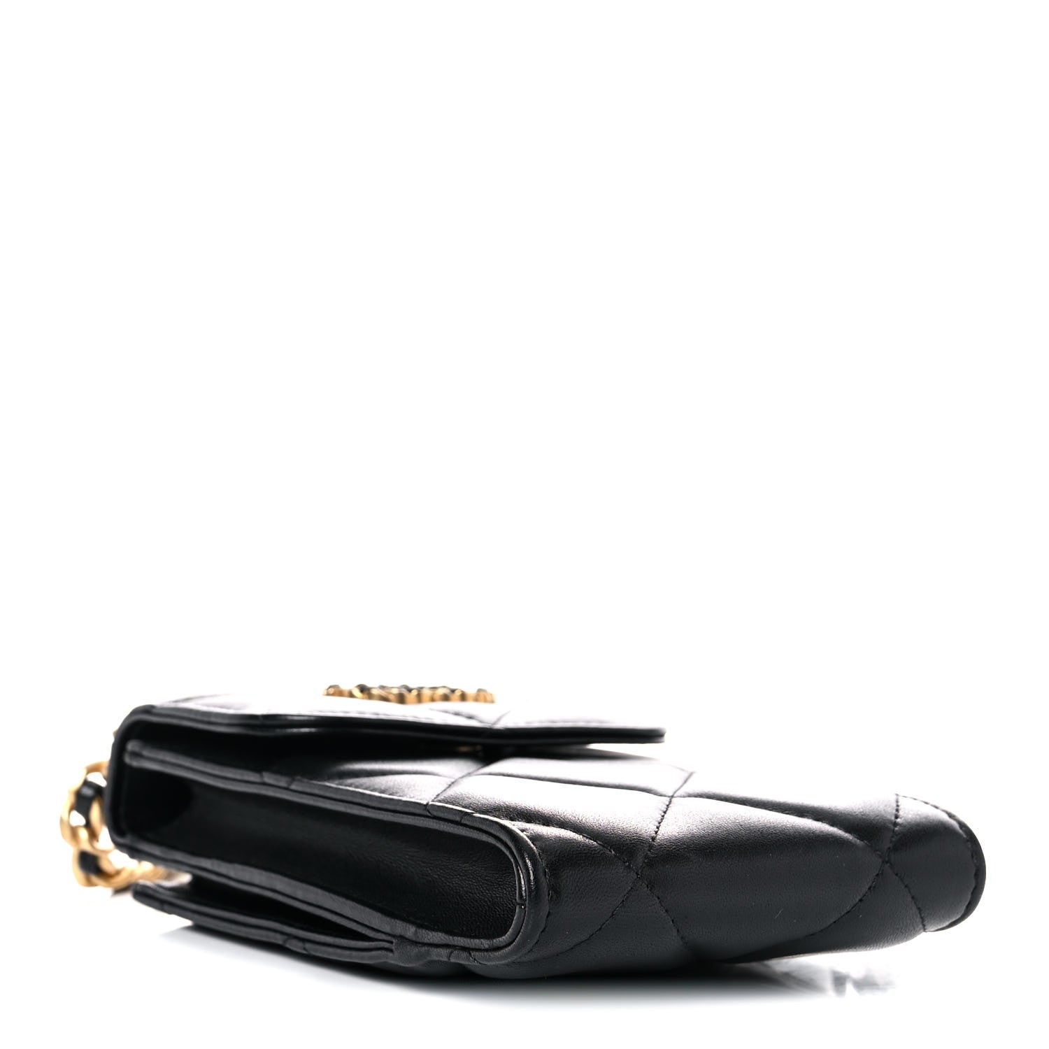 Chanel Lambskin Quilted Chanel 19 Phone Holder With Chain Black 4 of 11