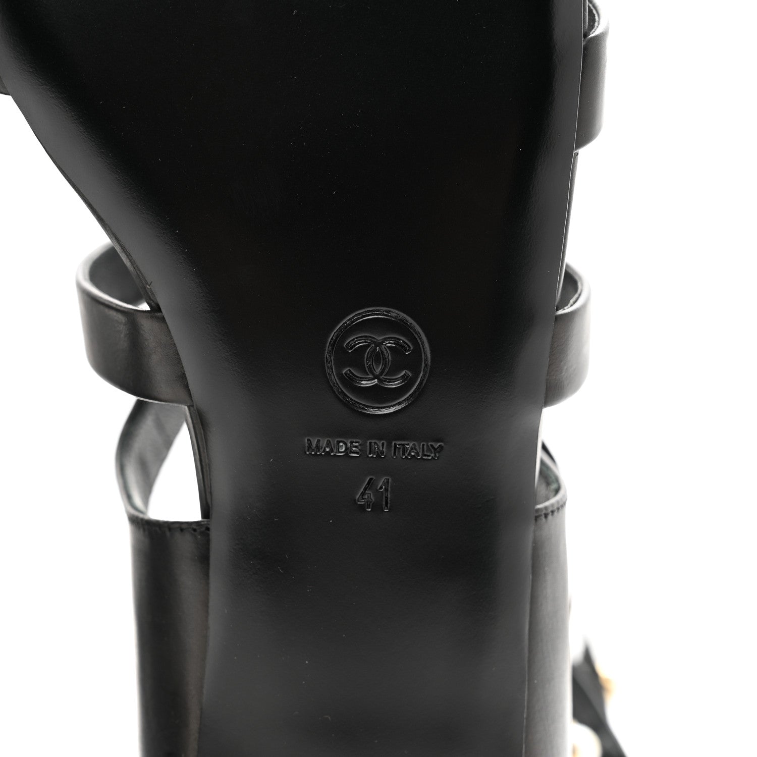 Chanel Calfskin Pearl Gladiator Sandals 41 Black 6 of 8