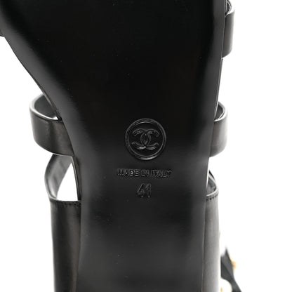 Chanel Calfskin Pearl Gladiator Sandals 41 Black 6 of 8