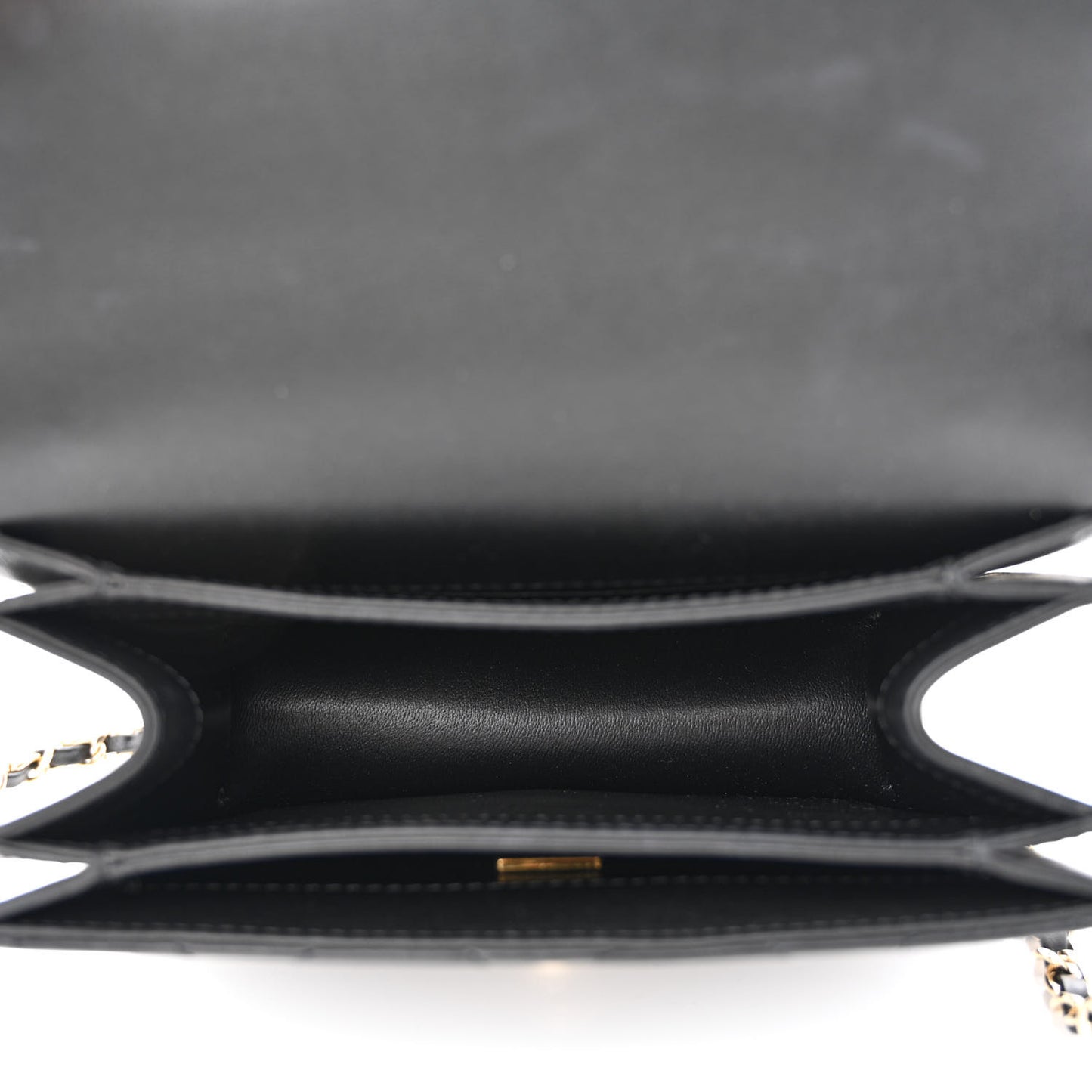 Calfskin Quilted Small Top Handle Flap Black