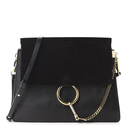 Chloe Suede Calfskin Medium Faye Shoulder Bag Black 1 of 10