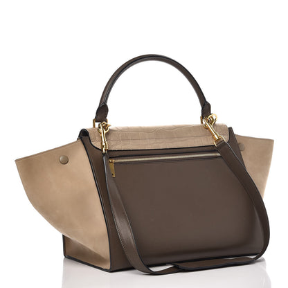 Celine Crocodile Embossed Nubuck Medium Trapeze Grey 3 of 12