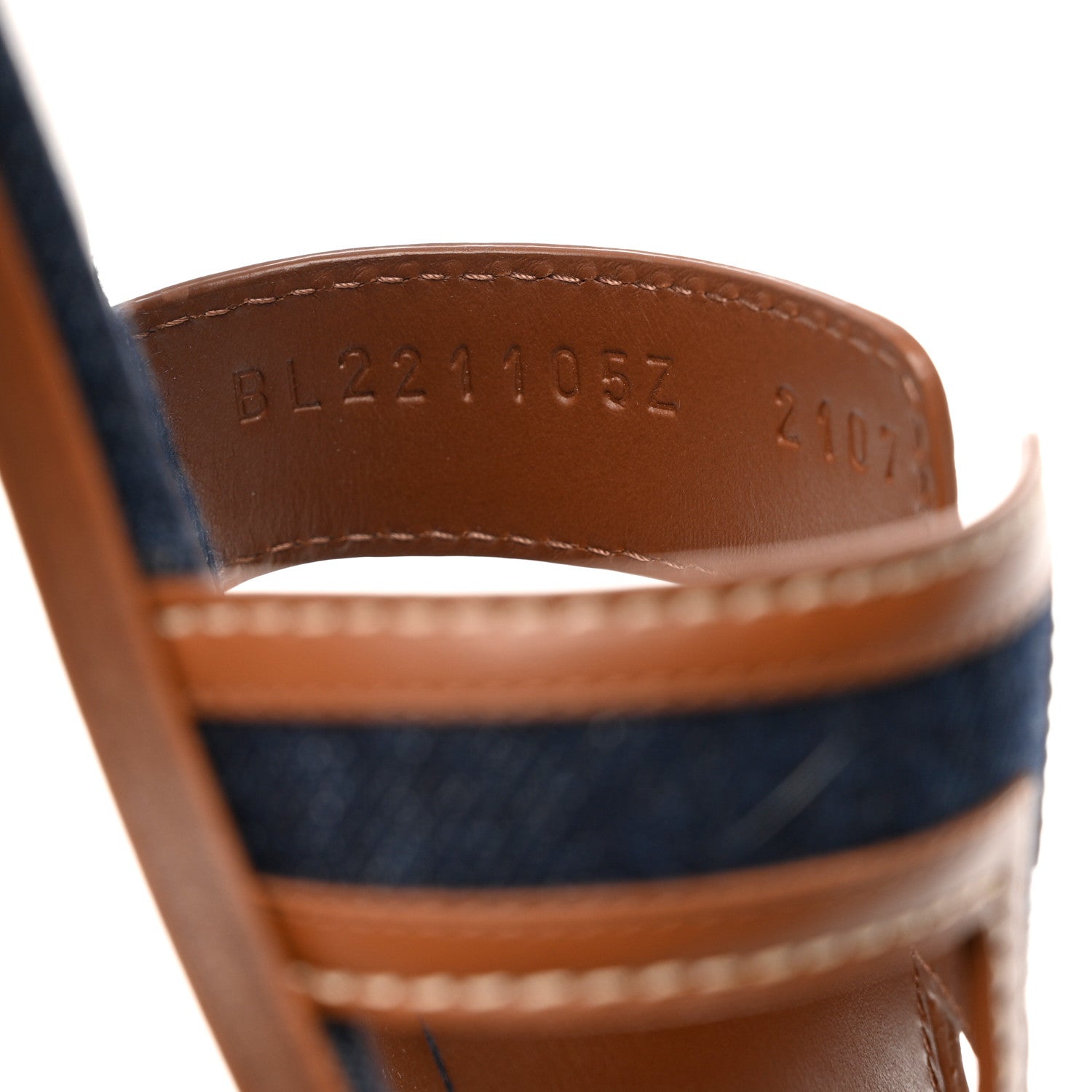Hermes Calfskin Denim Oran Sandals 38.5 Bleu Brut Gold 6 of 9