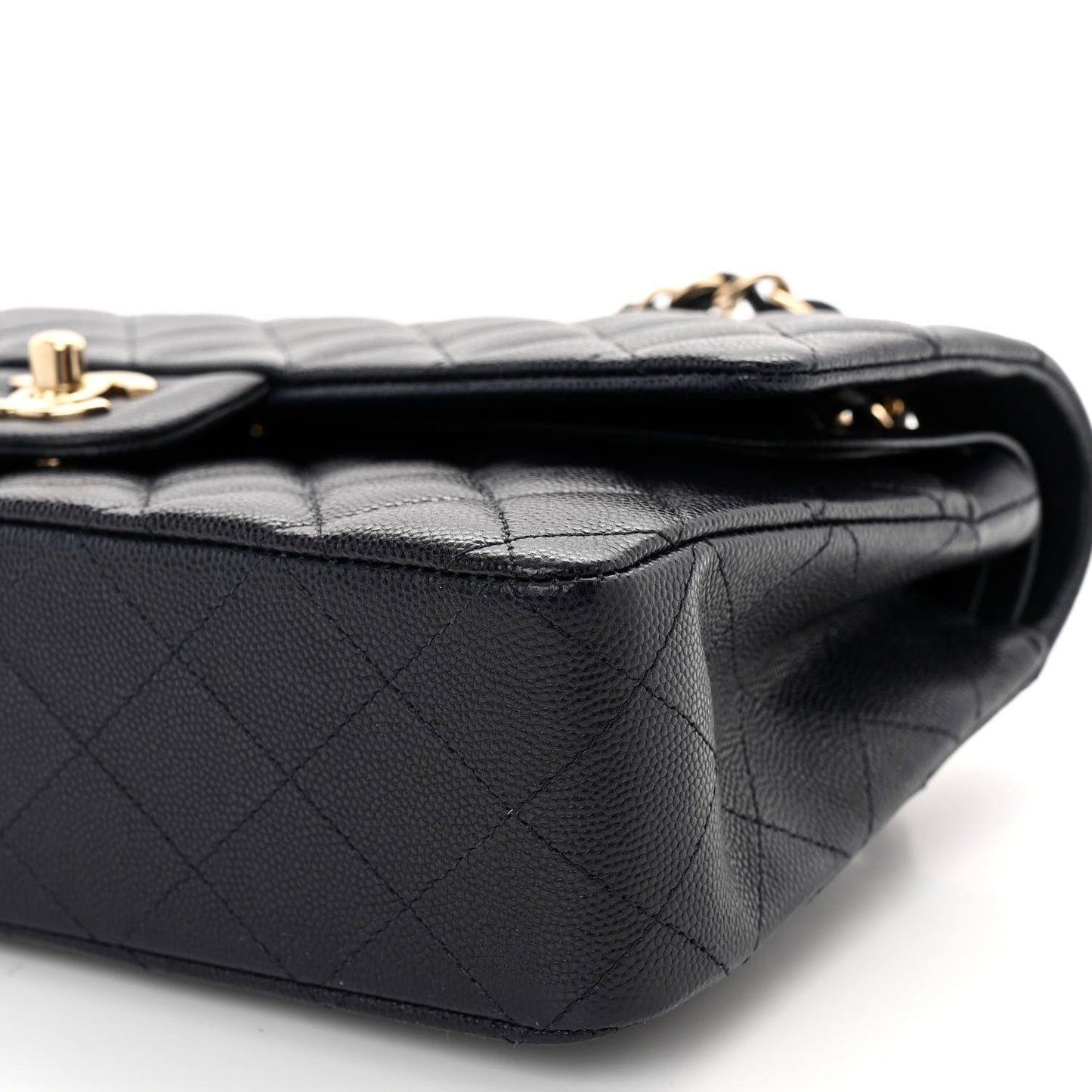 Caviar Quilted Medium Double Flap Navy