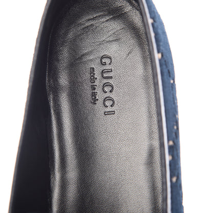 Gucci Velvet GG Monogram Horsebit Womens Jordaan Loafers 40.5 Blue Beige 7 of 9