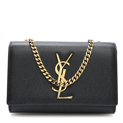 Saint Laurent Grain De Poudre Small Monogram Kate Satchel Black 1 of 8