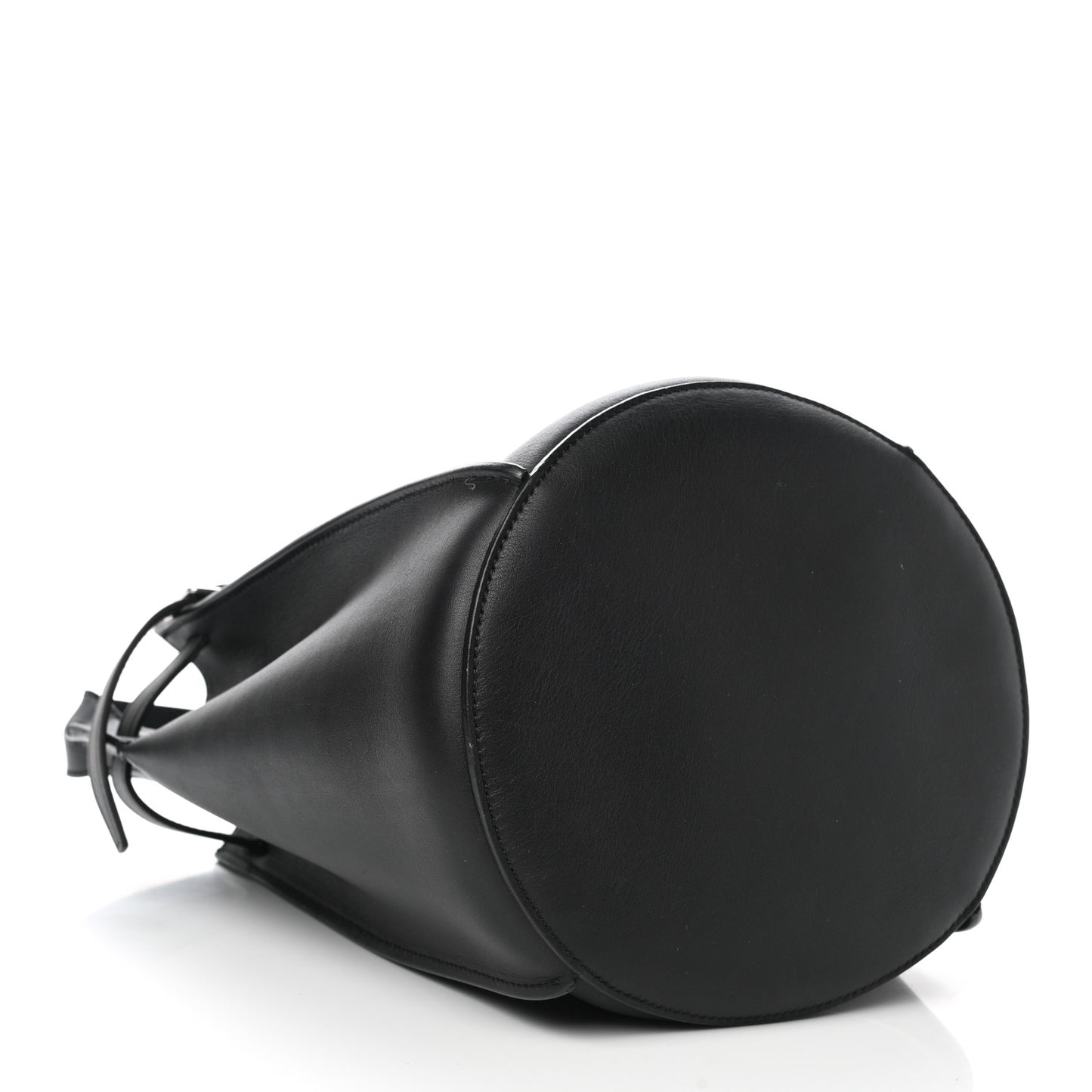 Smooth Calfskin Long Strap Big Bag Bucket Black