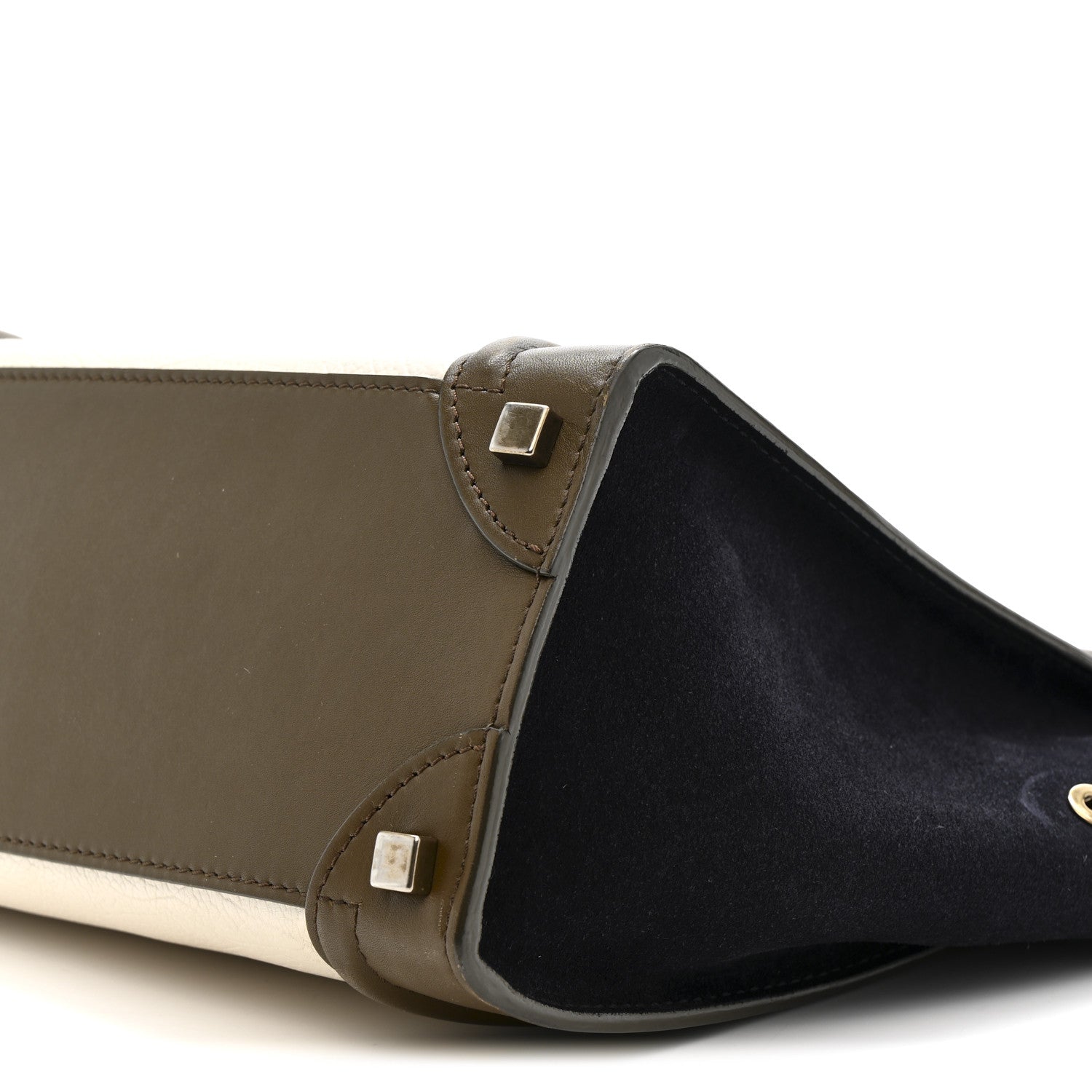 Celine Textured Calfskin Suede Tri-color Mini Luggage Cream 10 of 12