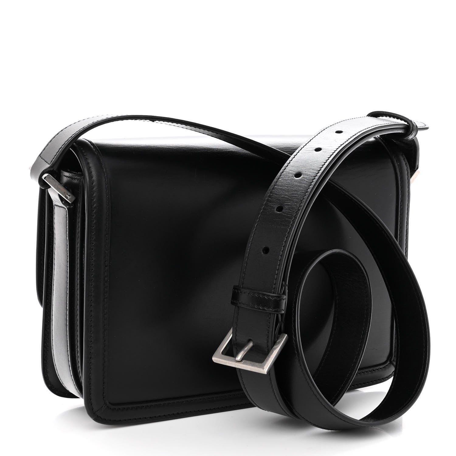 Saint Laurent Box Calfskin Monogram Medium Solferino Satchel Black 3 of 12