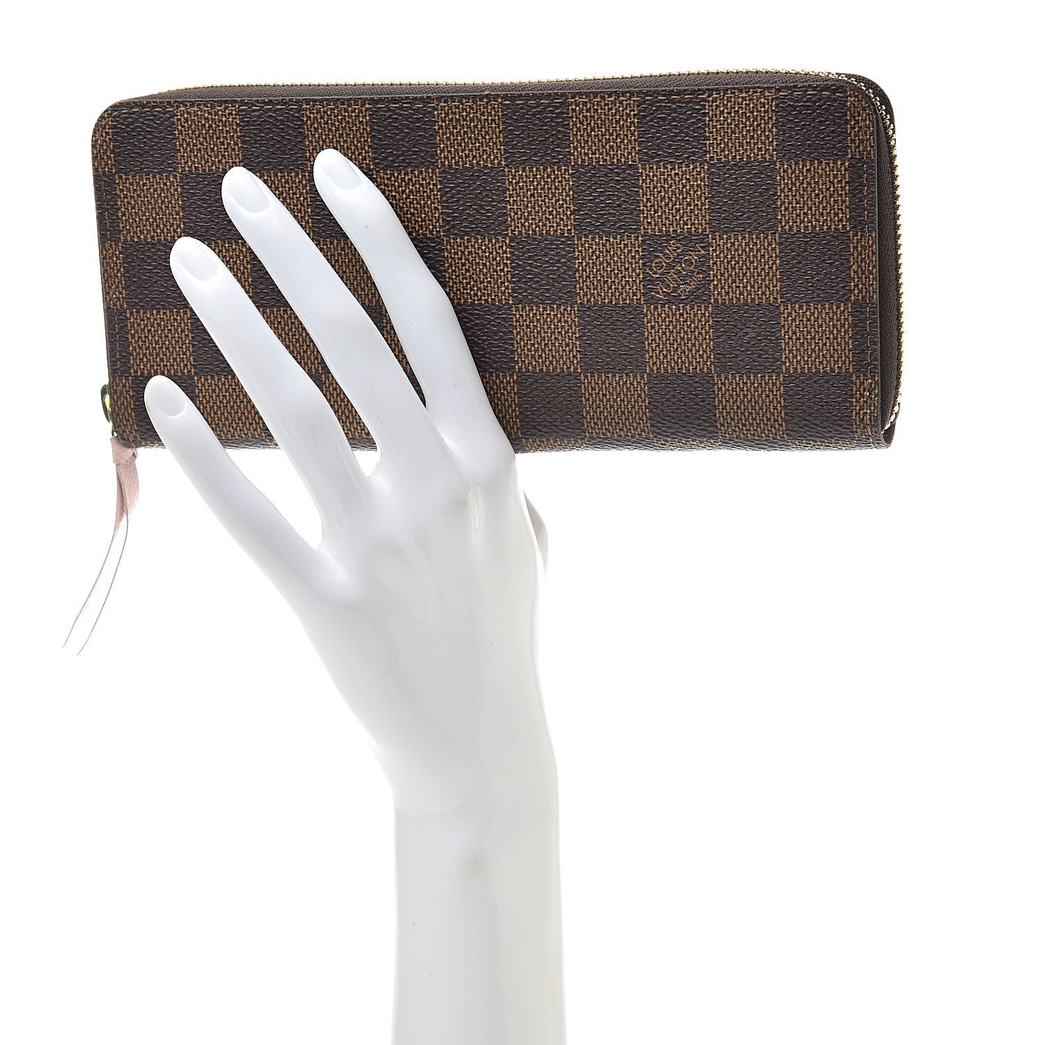 Louis Vuitton Damier Ebene Clemence Wallet Rose Ballerine 2 of 8