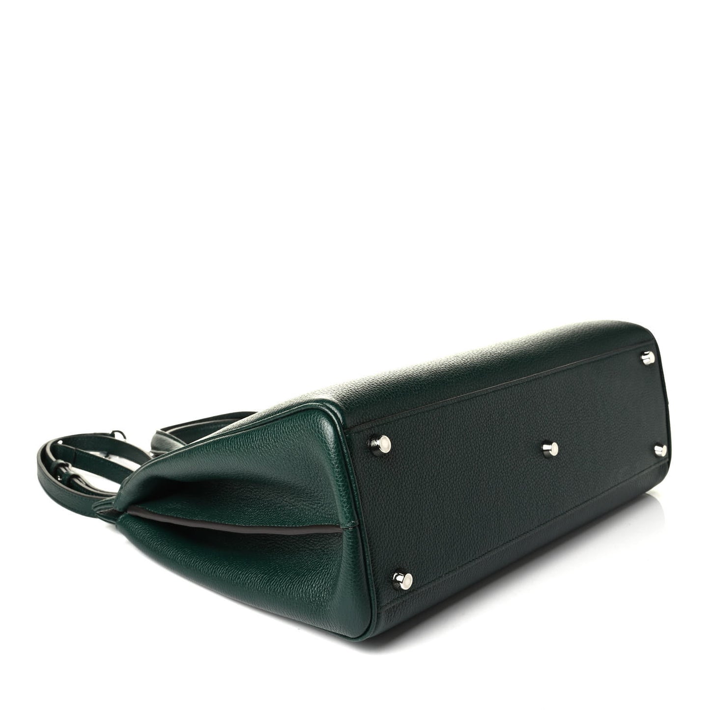 Grainy Calfskin Medium Zumi Top Handle Bag Vintage Green