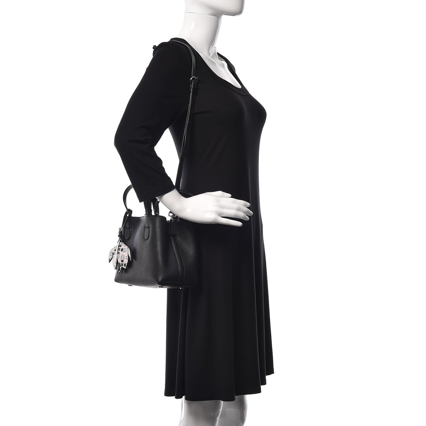 Grained Calfskin Small Blossom Tote Black