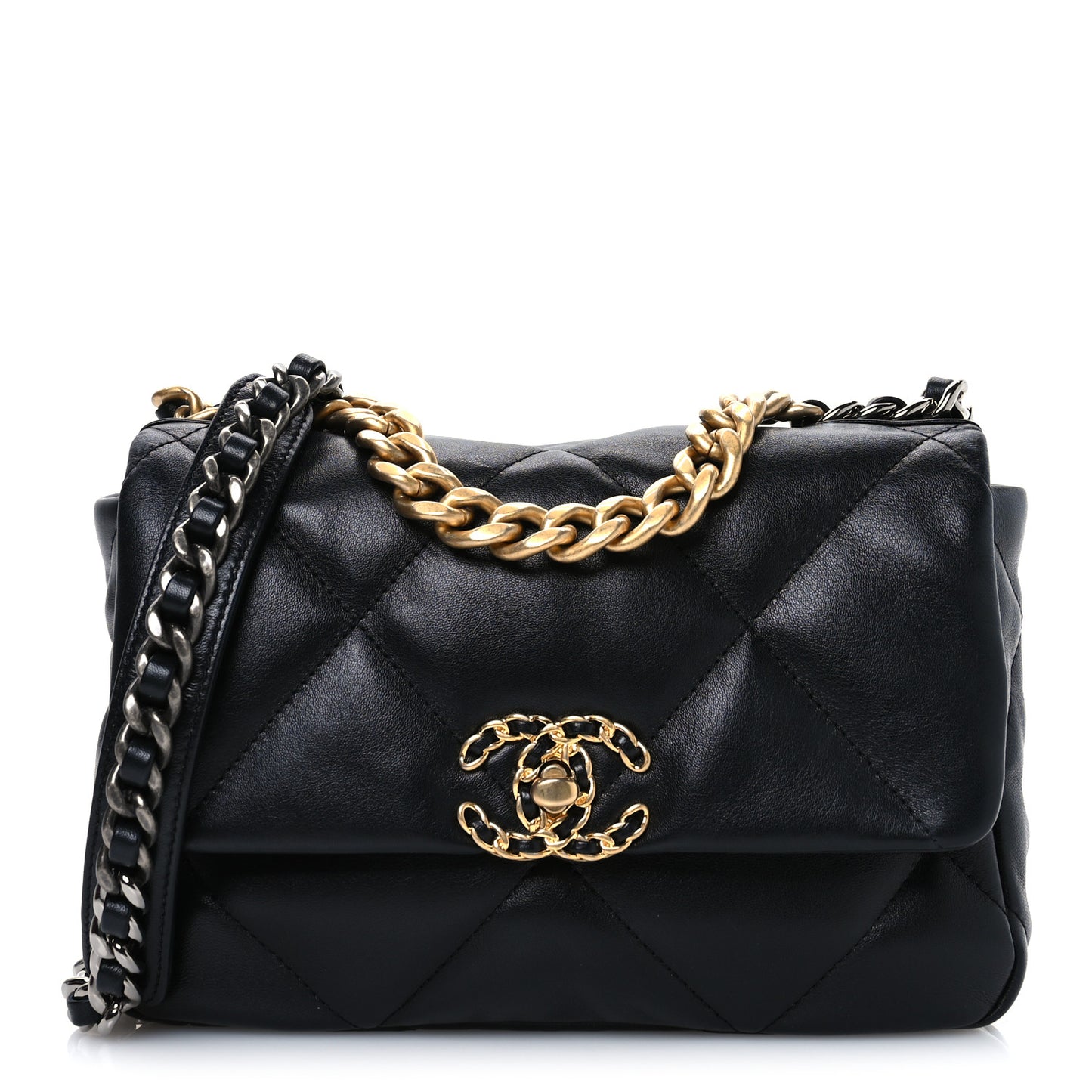 Lambskin Quilted Medium Chanel 19 Flap Black