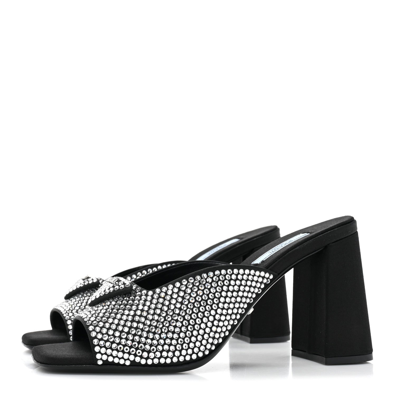 Prada Satin Crystal Logo 65mm Slide Sandals 37 Cristal 3 of 8