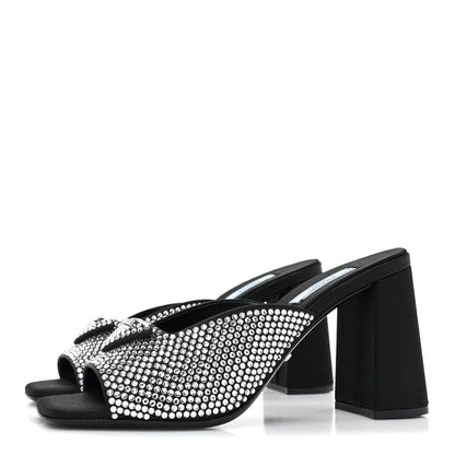 Prada Satin Crystal Logo 65mm Slide Sandals 37 Cristal 3 of 8