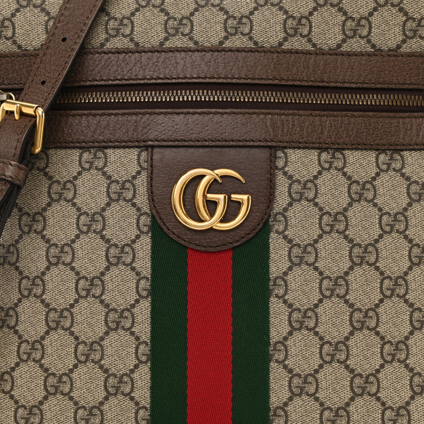 GG Supreme Monogram Web Medium Ophidia Messenger Bag Brown