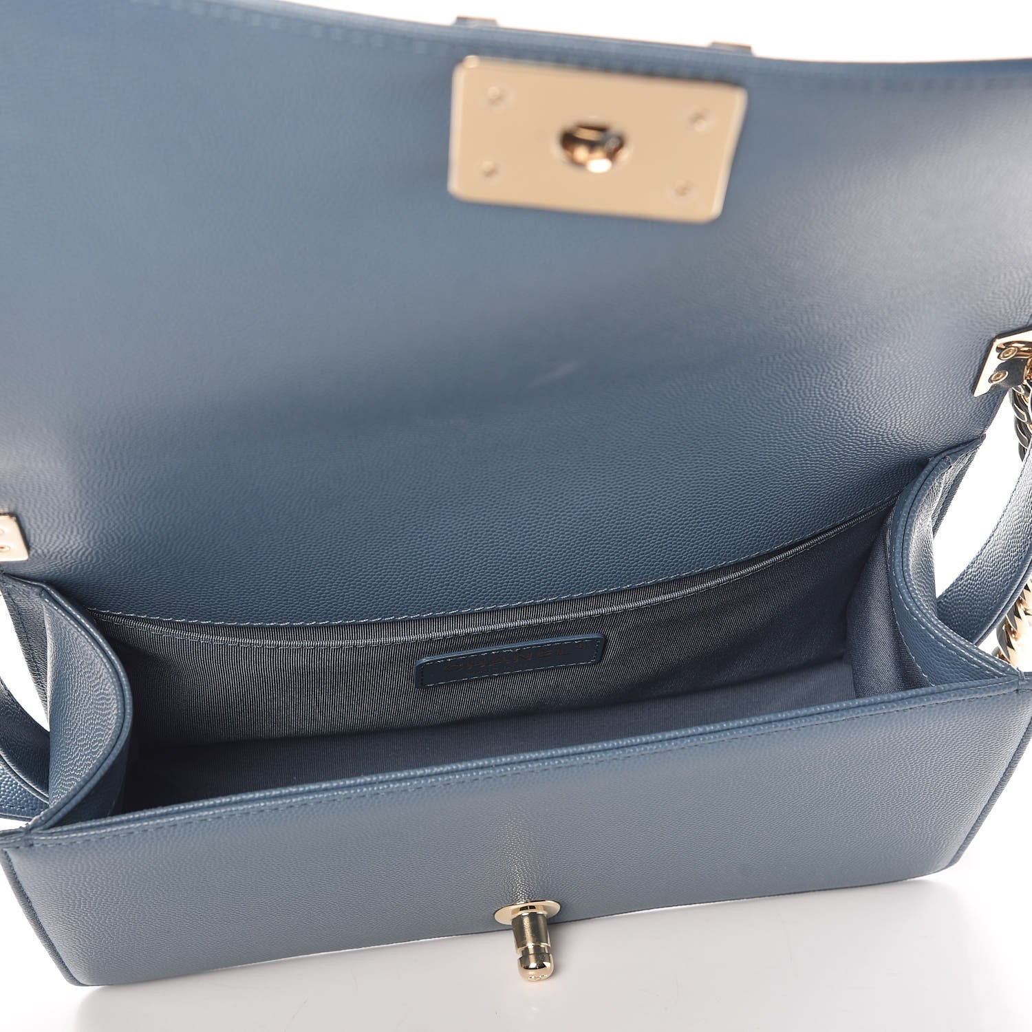 Chanel Caviar Chevron Quilted Medium Boy Flap Blue 5 of 9
