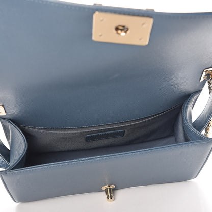 Chanel Caviar Chevron Quilted Medium Boy Flap Blue 5 of 9